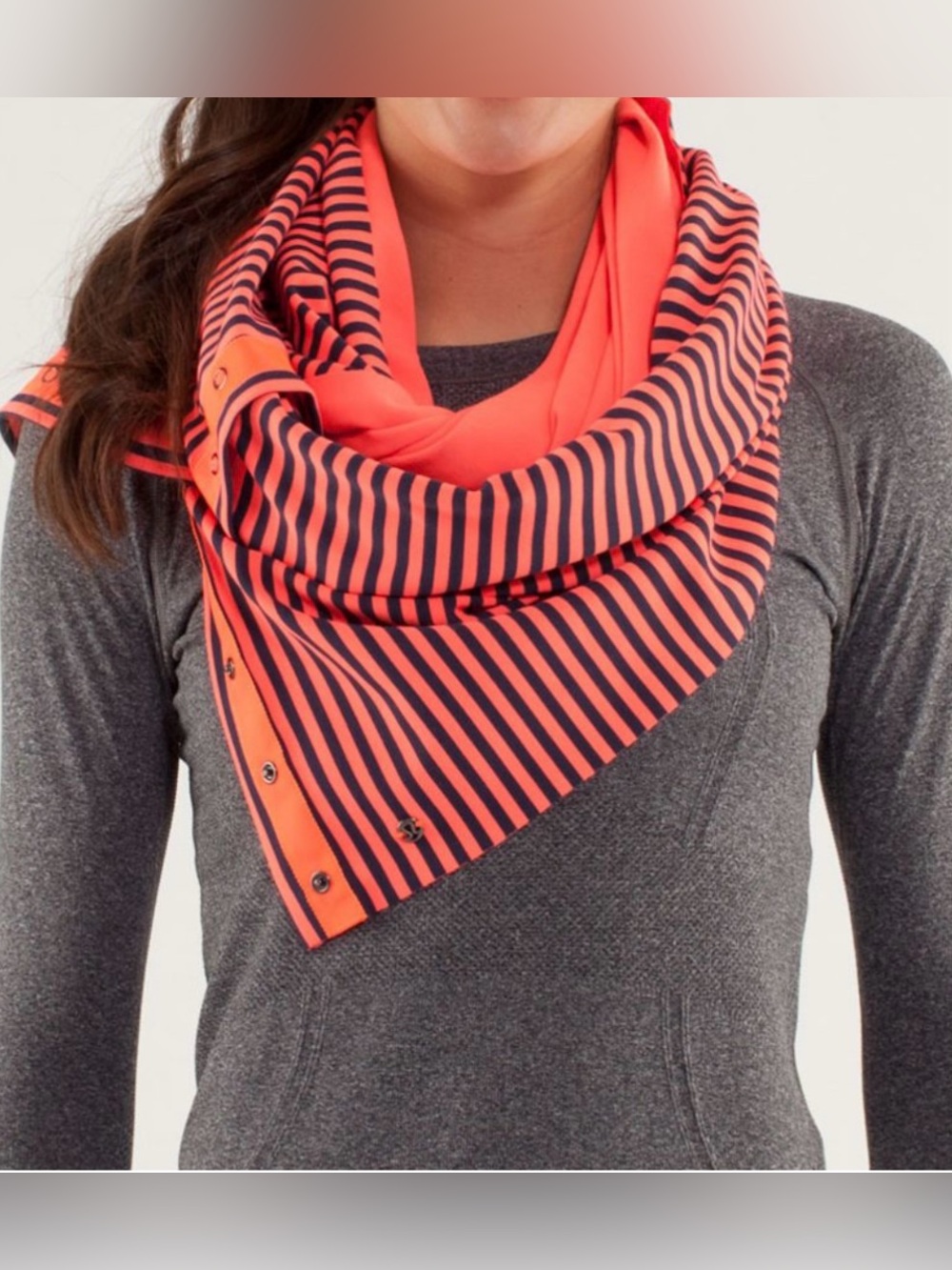 Lululemon Vinyasa Scarf Wrap Snap Button Classic Stripe Light Flare Inkwell OS